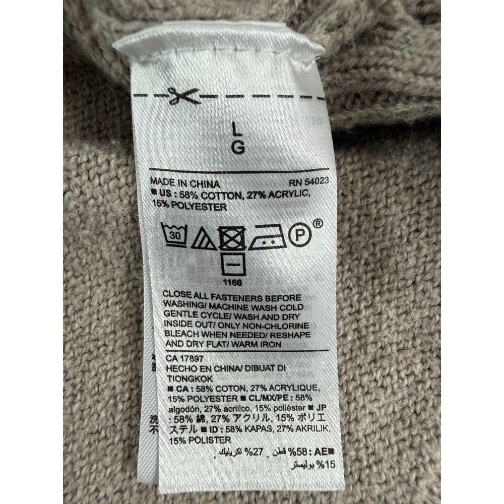 Old Navy Women’s Large Taupe Stitchy Boyfriend Cardigan Button Pocket Long - Picture 4 of 10
